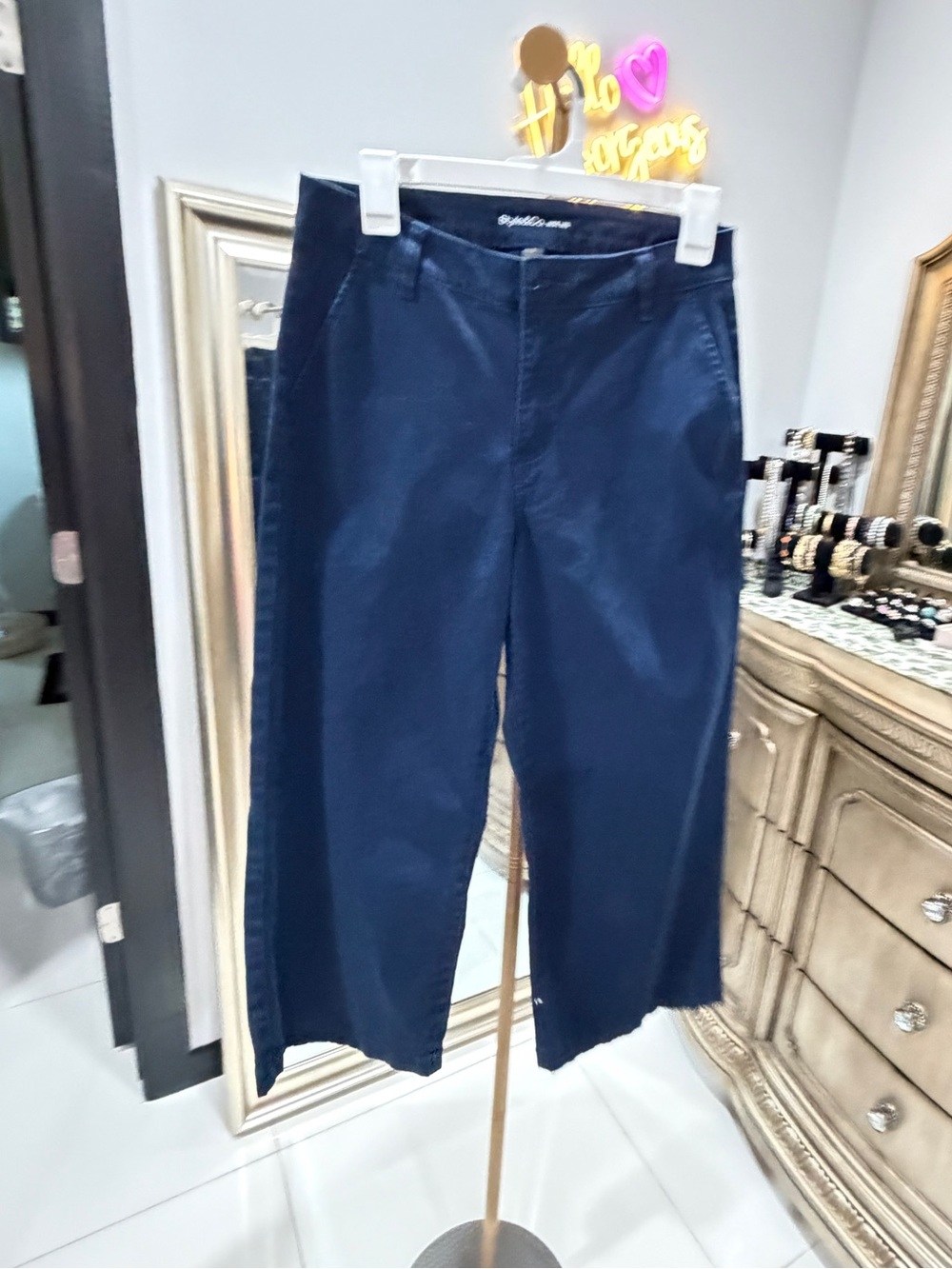 Style & Co. Navy Wide-Leg Cropped Chinos